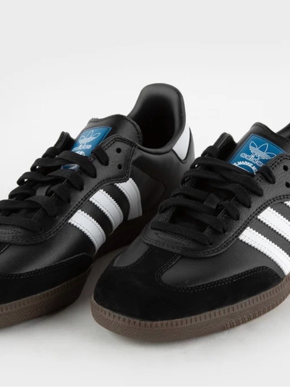 adidas Samba Leather Sneakers - Black/White with Gum Sole